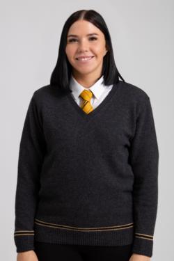 CANARY YELLOW AND BLACK SWEATER 100% LAMBSWOOL